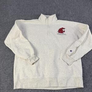 Washington State Cougars Sweater Mens XL Gray NCAA Football Quarter Zip Pullover